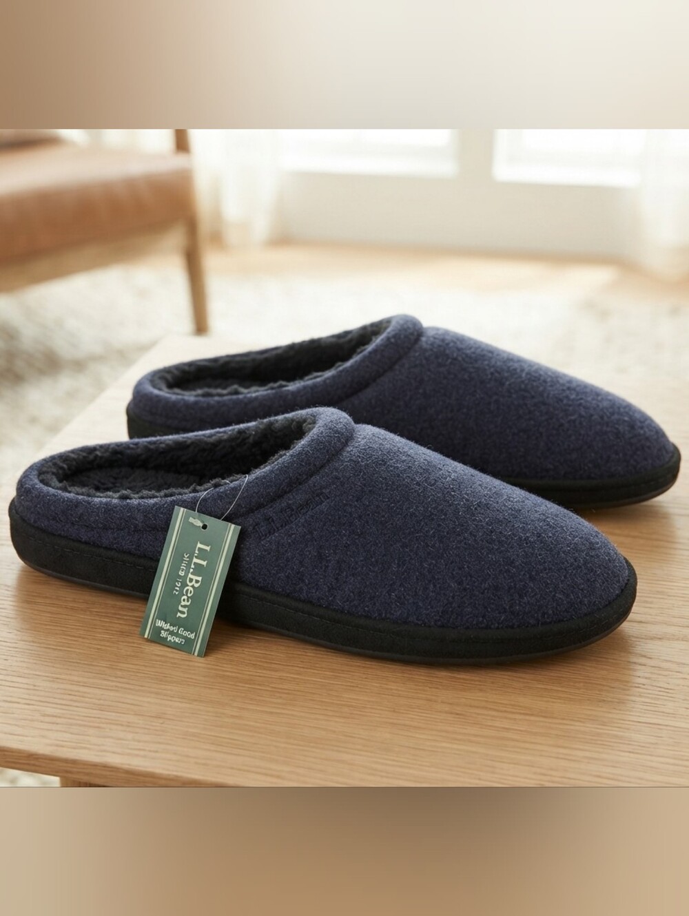 ​​NWT L.L. Bean Men's Blue Knit Scuff Slippers Indoor Outdoor Slip On Size 10